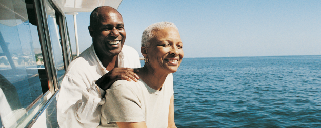 Older couple on boat.