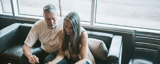 Older couple works on finances.